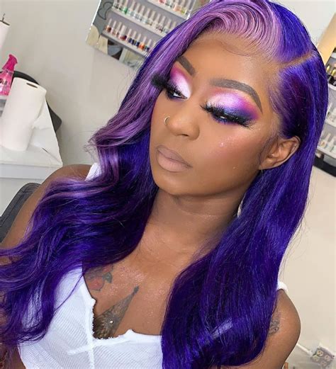 purple human hair lace front wig